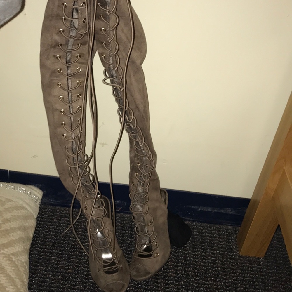 Over the Knee Lace up Heels Size 7.5